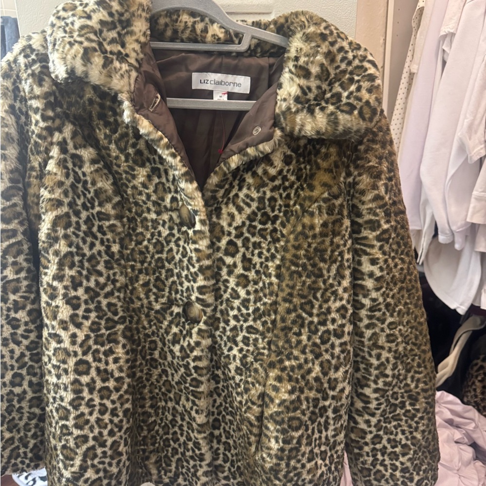 Liz Claiborne Animal Print Teddy Jacket